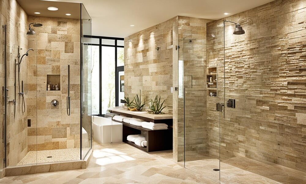 Elegant Natural Stone Shower Design