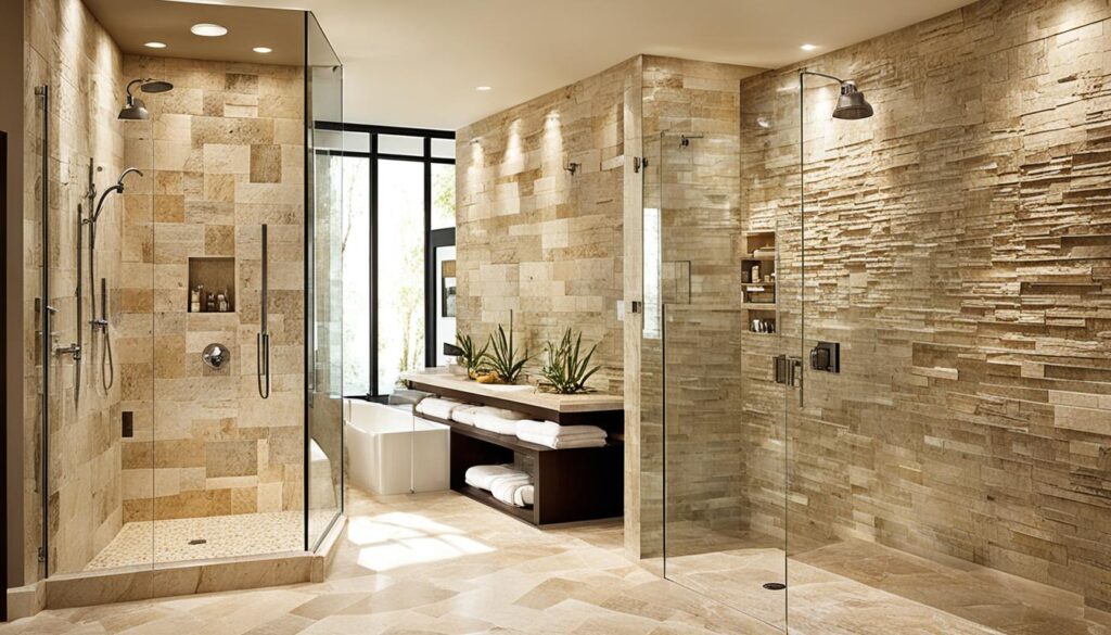 Elegant Natural Stone Shower Design