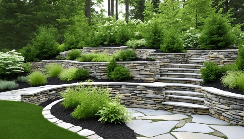 curved garden stone walls