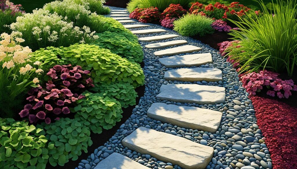 mixed stone pathway