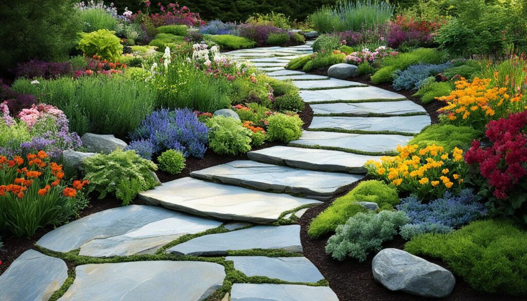 natural stone edging for garden paths