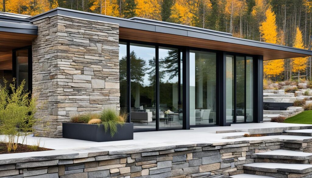 Modern Architecture with Stone Base