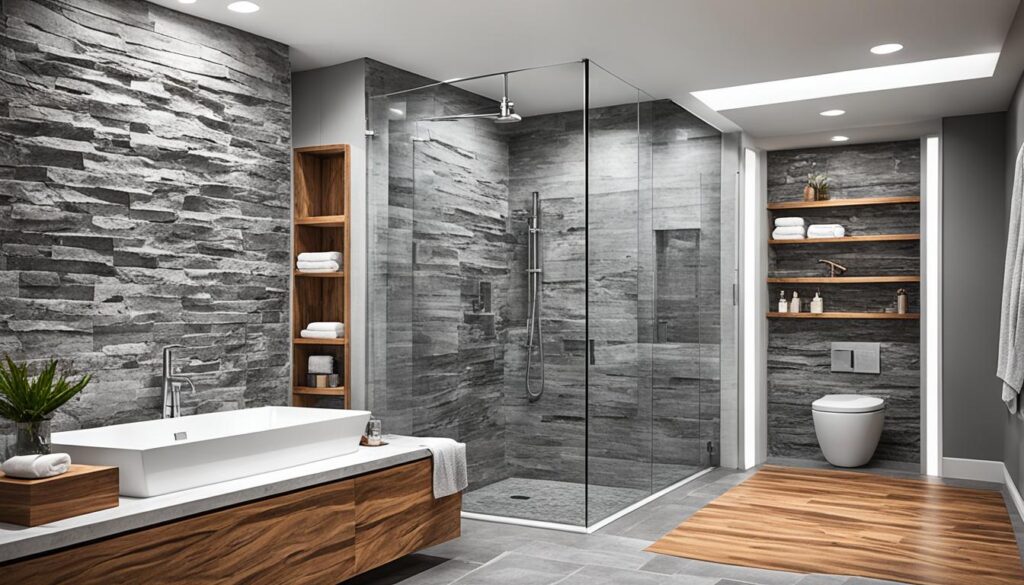 gray stone bathrooms