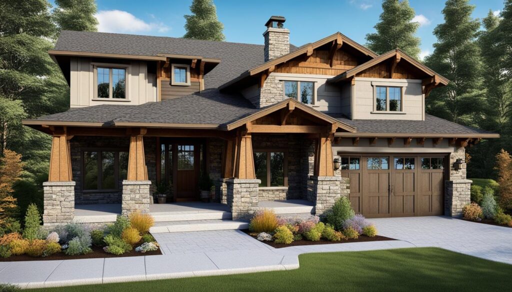 Craftsman-style home with stone pillars