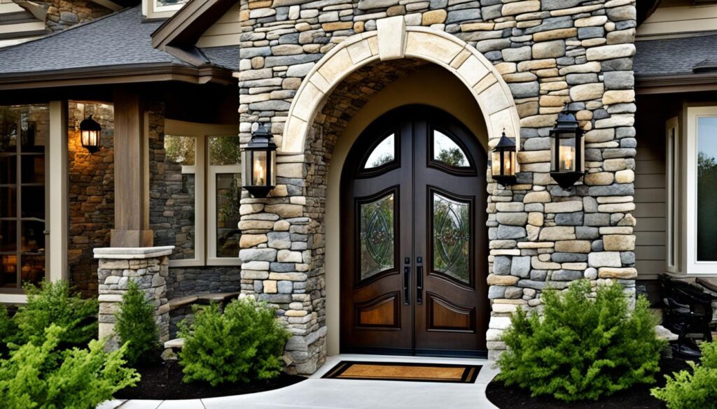 Front door stone accents