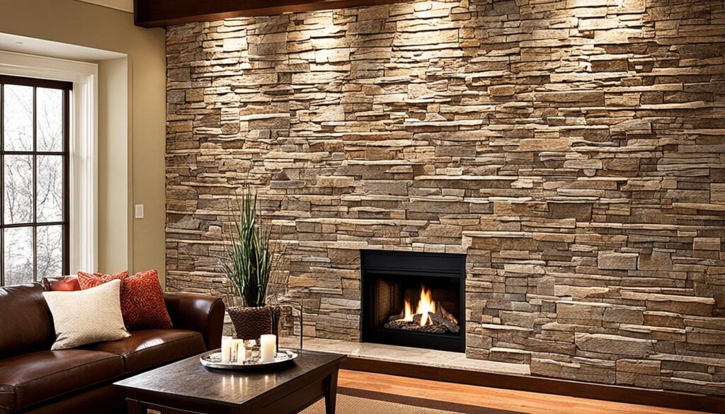 Stacked stone accent walls for visual appeal