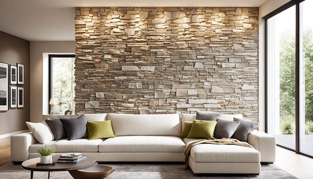 Stone walls add depth and visual interest to a room